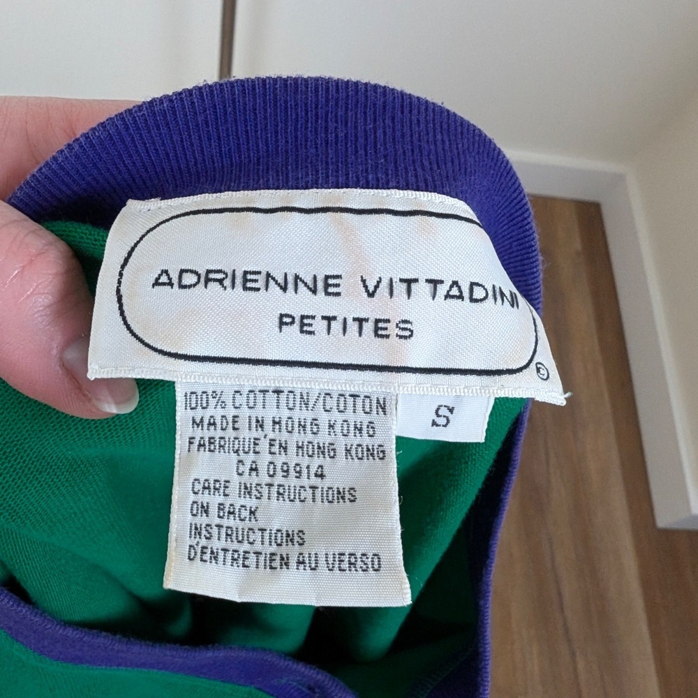 80s Adrienne Vittadini 3/4 Sleeve Pony Shirt Equestrian Embroidered Crest Button - Picture 2 of 9